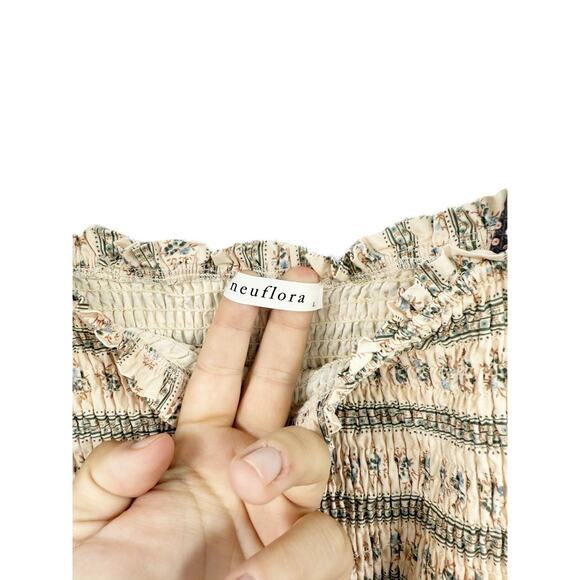 Neuflora Summer In France Midi Dress Tie Strap Floral Smocked Womens Large - Picture 5 of 9